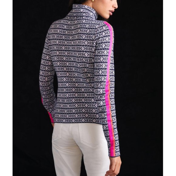 Anthropologie Maeve Ski Slope Turtleneck Sweater Navy & Pink - XL Petite XLP - Picture 2 of 11